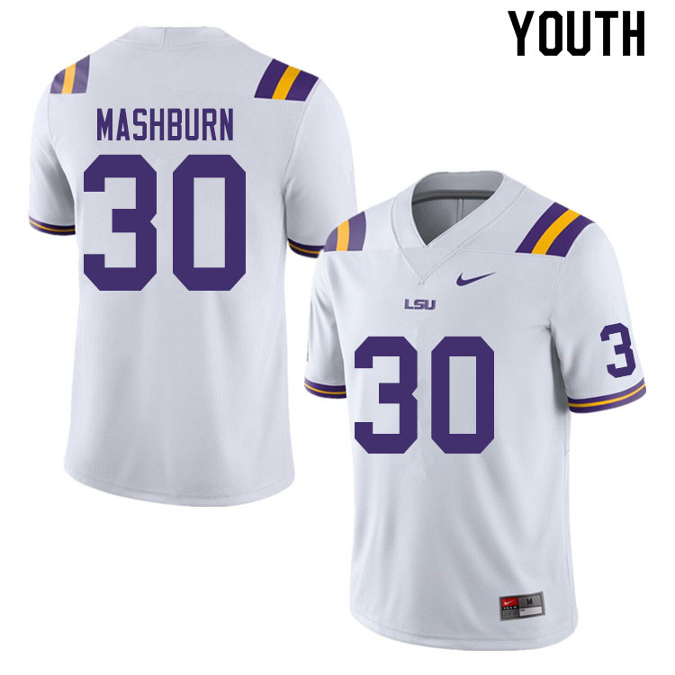 Youth #30 Jack Mashburn LSU Tigers College Football Jerseys Sale-White - Click Image to Close